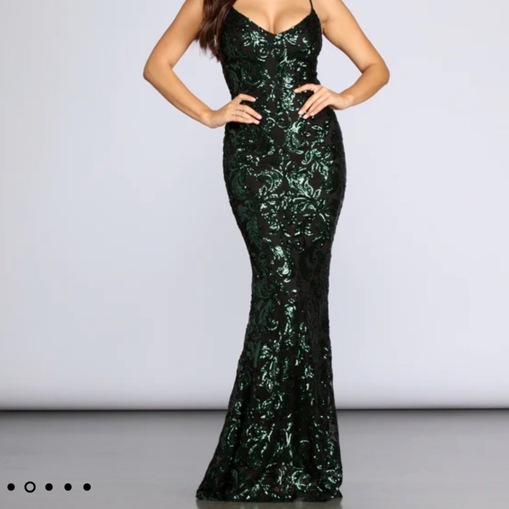 Taisia Formal Sequin Scroll Dress